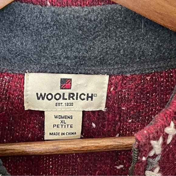 Woolrich Wool Blend 1/4 Zip Sweater Size XL Petite grandmacore Ruby Heather - Picture 4 of 7